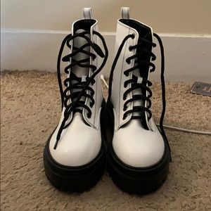 White platform combat boots